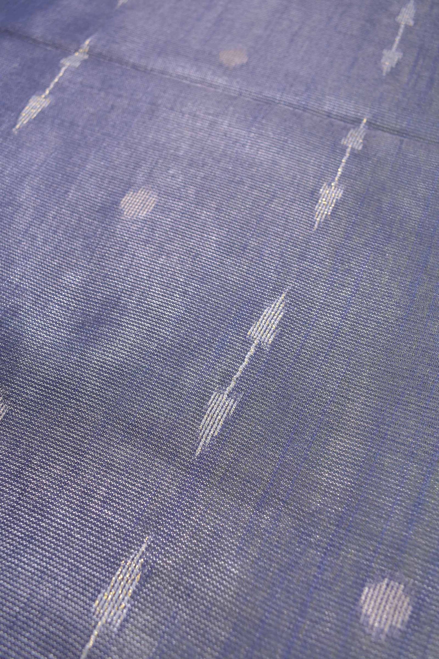 Blue Semi Linen Dots and Darts Tissue Style Saree