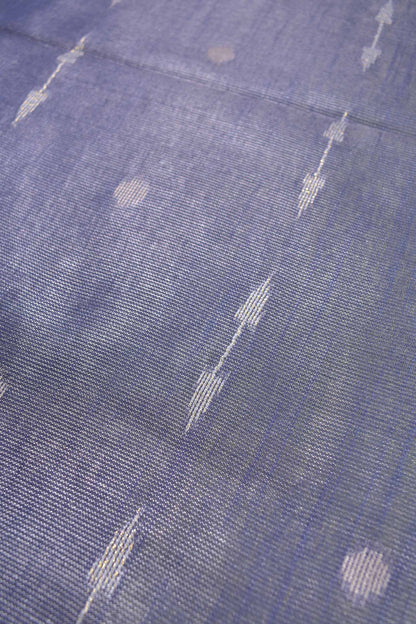 Blue Semi Linen Dots and Darts Tissue Style Saree