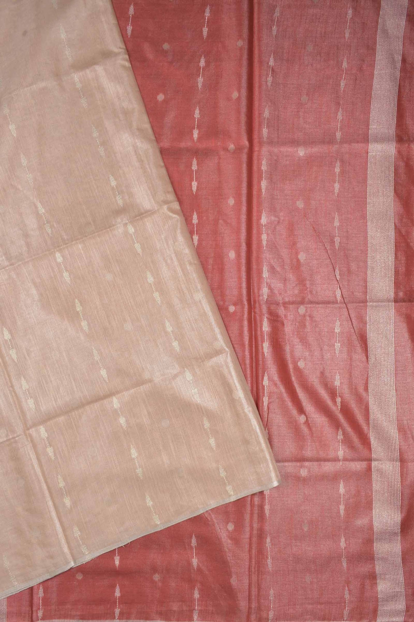 Sandal Semi Linen Dots and Darts Tissue Style Saree