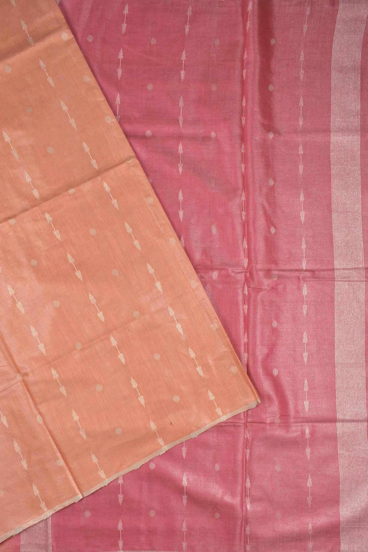 Light Orange Semi Linen Dots and Darts Tissue Style Saree