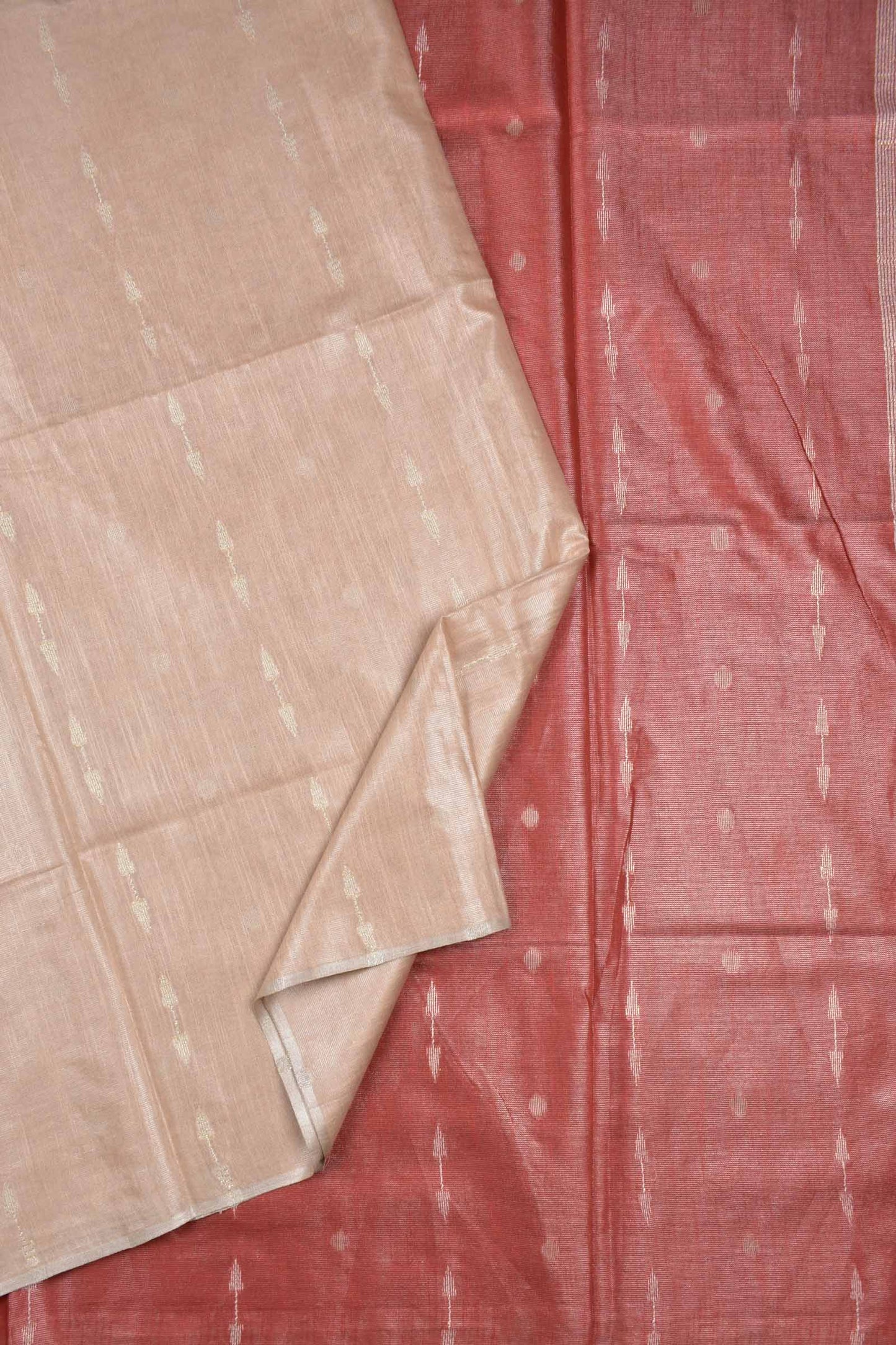 Sandal Semi Linen Dots and Darts Tissue Style Saree