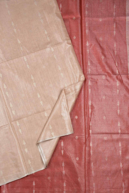 Sandal Semi Linen Dots and Darts Tissue Style Saree