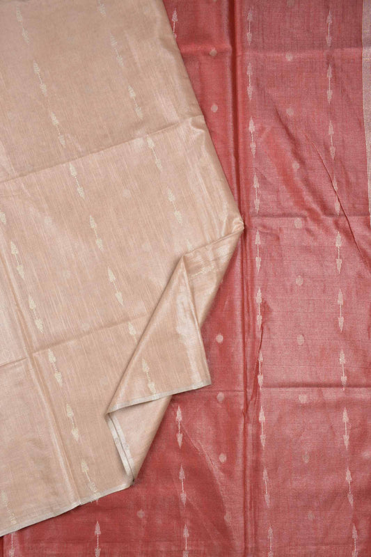 Sandal Semi Linen Dots and Darts Tissue Style Saree