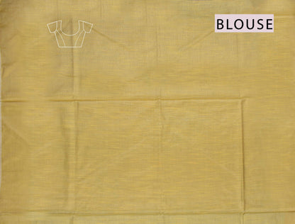 Blue Semi Linen Dots and Darts Tissue Style Saree