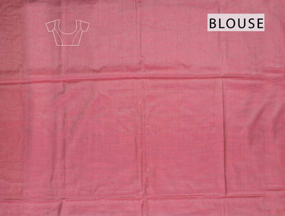 Light Orange Semi Linen Dots and Darts Tissue Style Saree