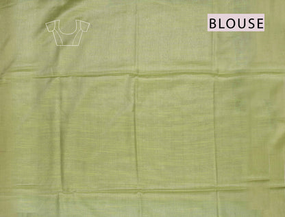 Blue Semi Linen Dots and Darts Tissue Style Saree