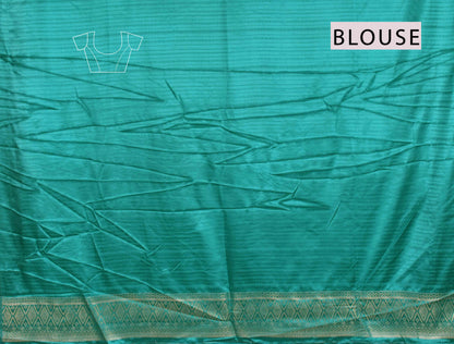 Dark Turquoise Blue Pure Dola Heer Butta Zari Border Saree