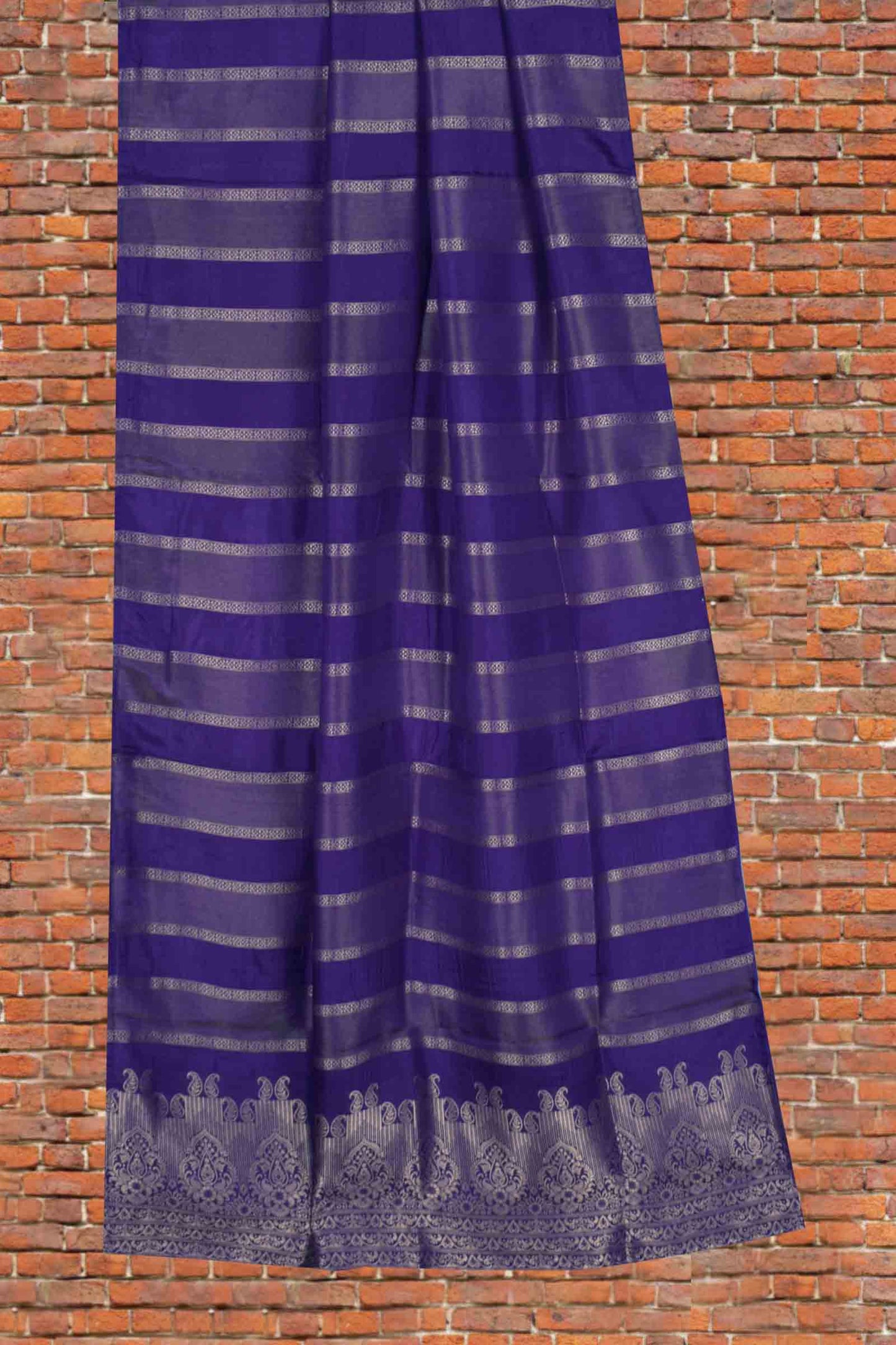 Dark Violet Viscose Dola Zari Stripes Paisley Pallu Saree