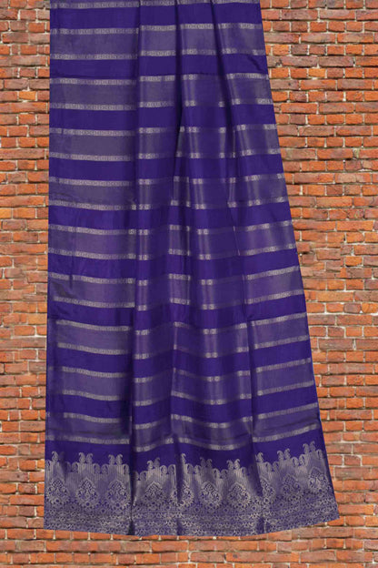 Dark Violet Viscose Dola Zari Stripes Paisley Pallu Saree