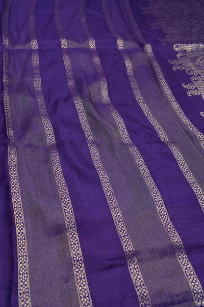 Dark Violet Viscose Dola Zari Stripes Paisley Pallu Saree