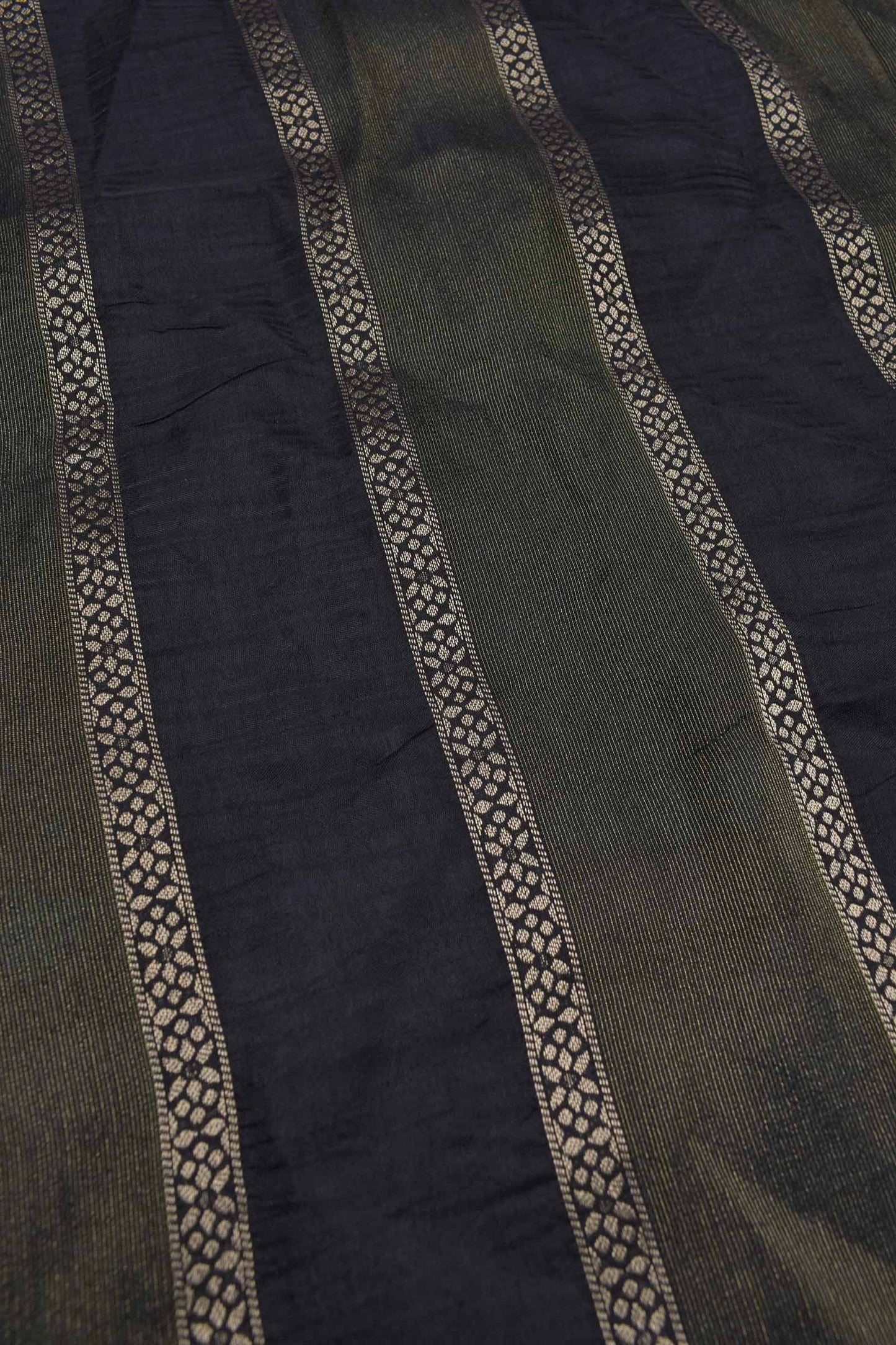 Black With Green Viscose Dola Zari Stripes Paisley Pallu Saree