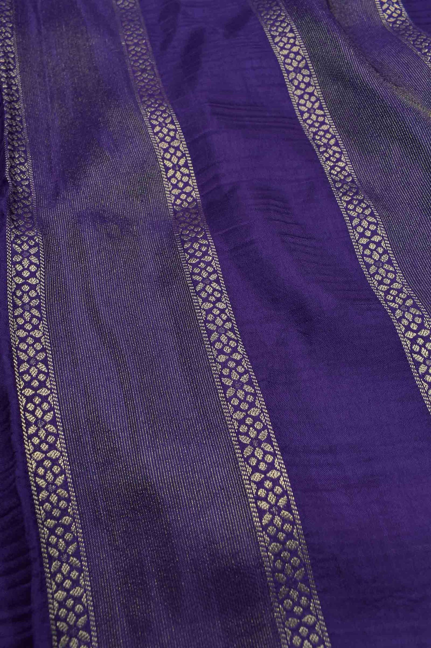 Dark Violet Viscose Dola Zari Stripes Paisley Pallu Saree