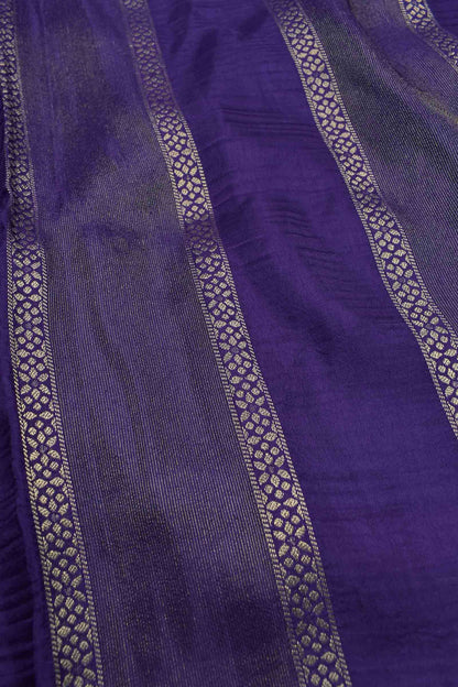 Dark Violet Viscose Dola Zari Stripes Paisley Pallu Saree