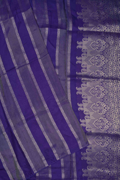 Dark Violet Viscose Dola Zari Stripes Paisley Pallu Saree