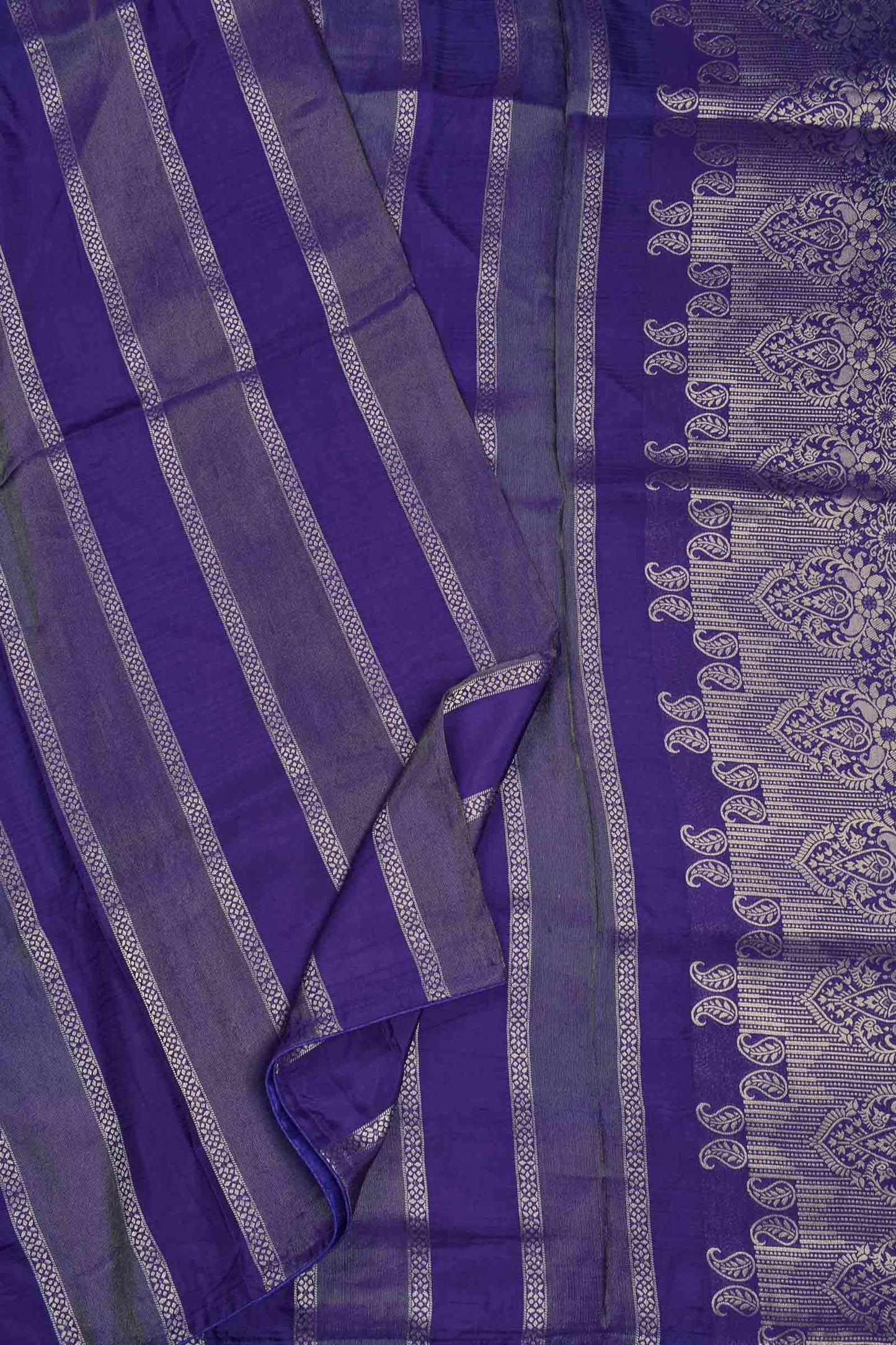 Dark Violet Viscose Dola Zari Stripes Paisley Pallu Saree