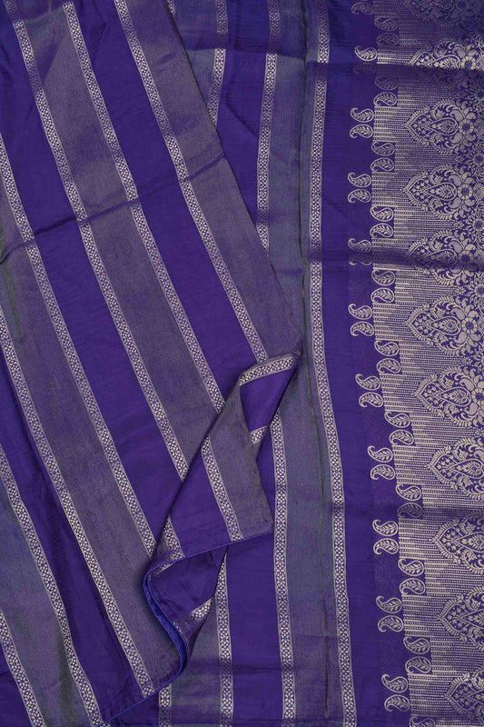 Dark Violet Viscose Dola Zari Stripes Paisley Pallu Saree
