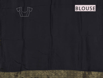 Black With Green Viscose Dola Zari Stripes Paisley Pallu Saree