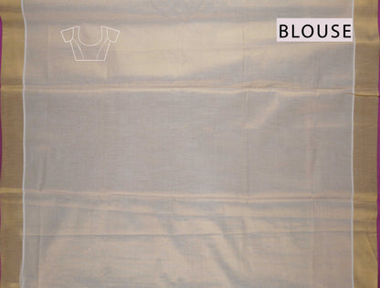 Off White Kerala Fancy Tissue Cotton Golden Zari Pallu Pink Border Saree