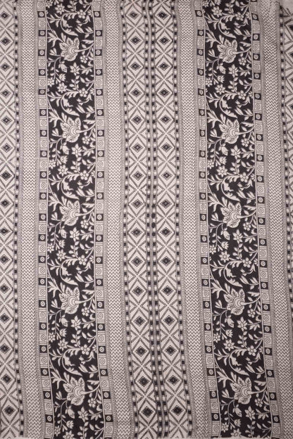 Black Kalamkari Pure Cotton Floral Print Peacock Border Saree