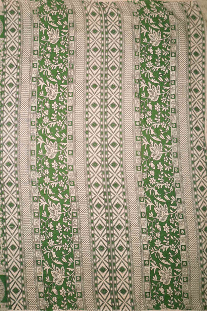 Green Kalamkari Pure Cotton  Floral Print Peacock Border Saree