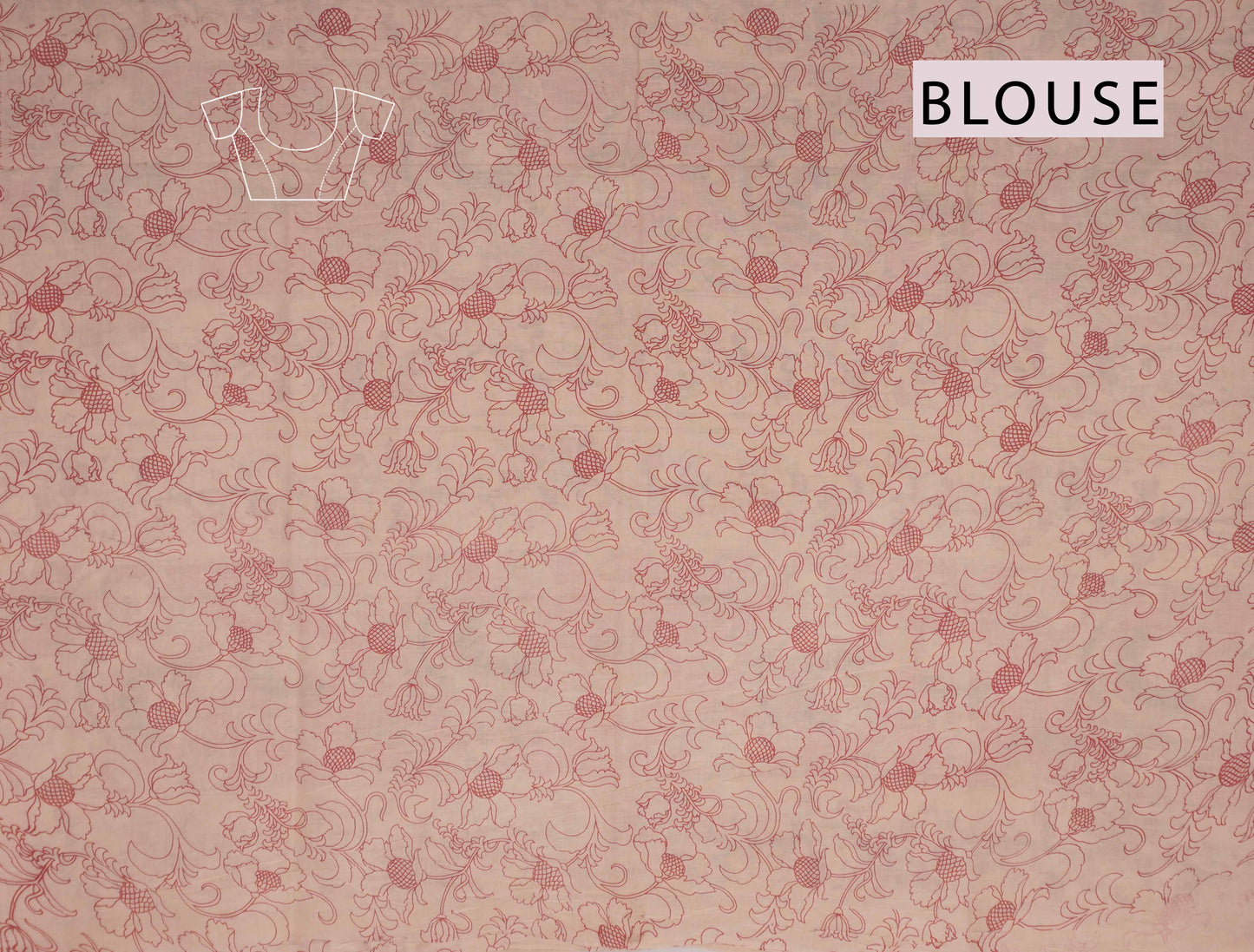 Red Kalamkari Pure Cotton  Floral Prints Peacock Pallu Saree