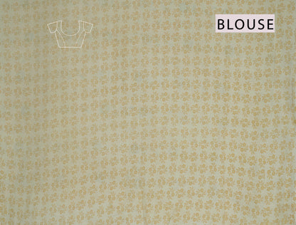 Off White With Yellow Kalamkari Pure Cotton Elephant Peacock Butta Saree