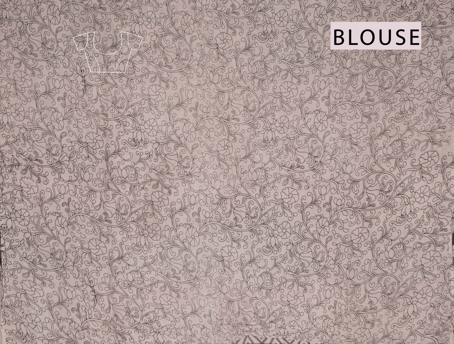 Black Kalamkari Pure Cotton Floral Print Peacock Border Saree