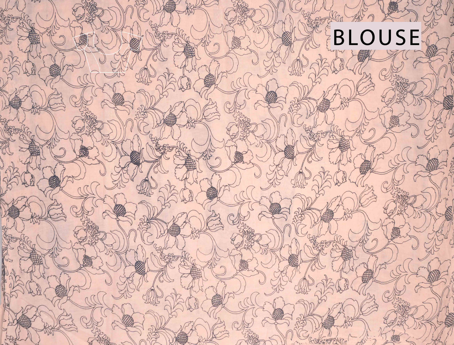 Black Kalamkari Pure Cotton Garden Print Royal Cow Pallu Saree