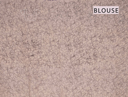 Violet  Kalamkari Pure Cotton Floral Print Peacock Border  Saree