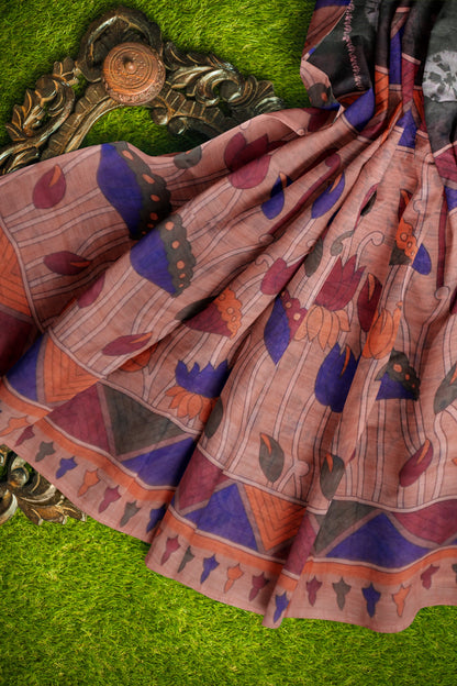 Green Semi Linen Shibori Style Print Saree