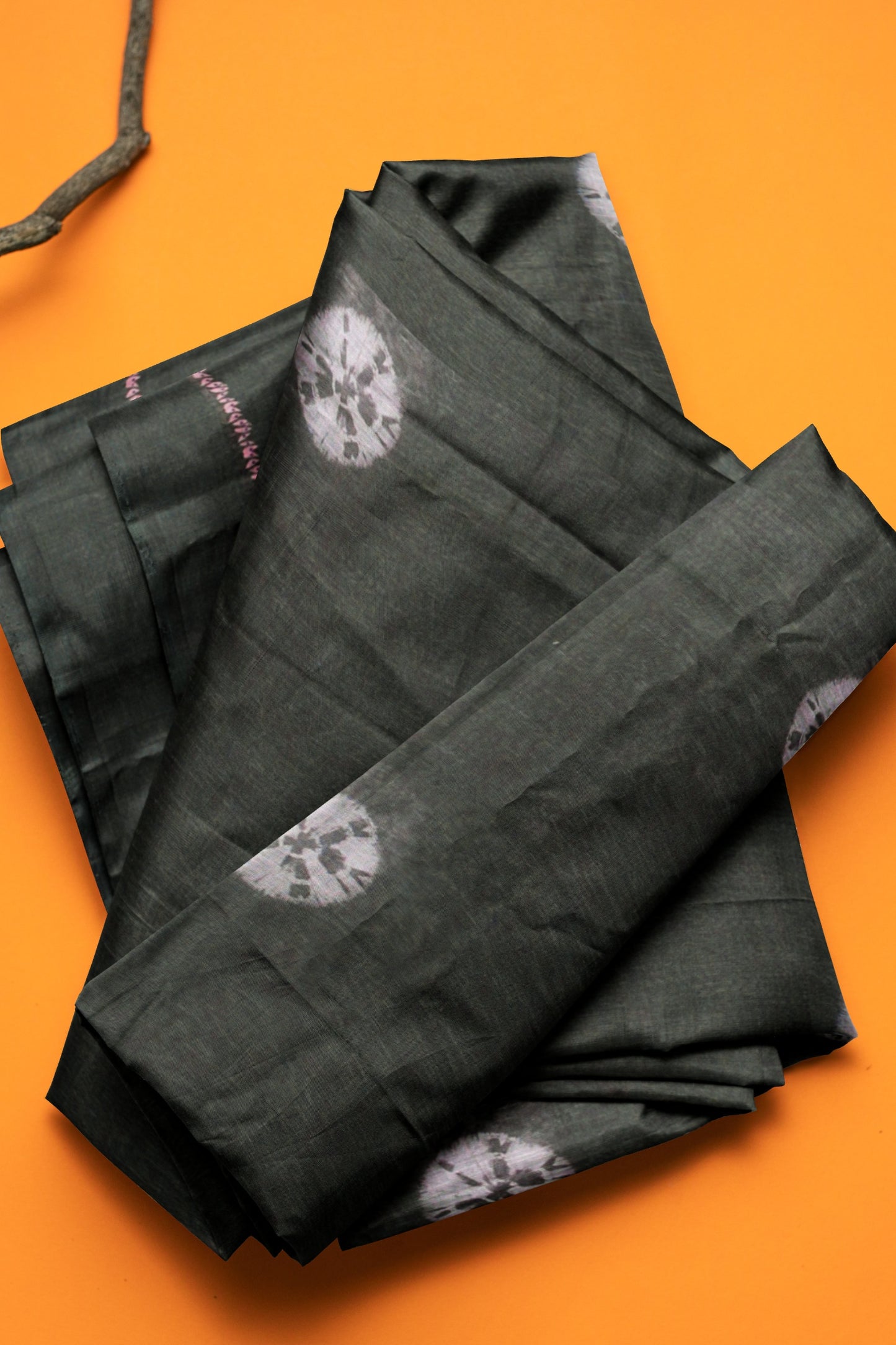 Green Semi Linen Shibori Style Print Saree