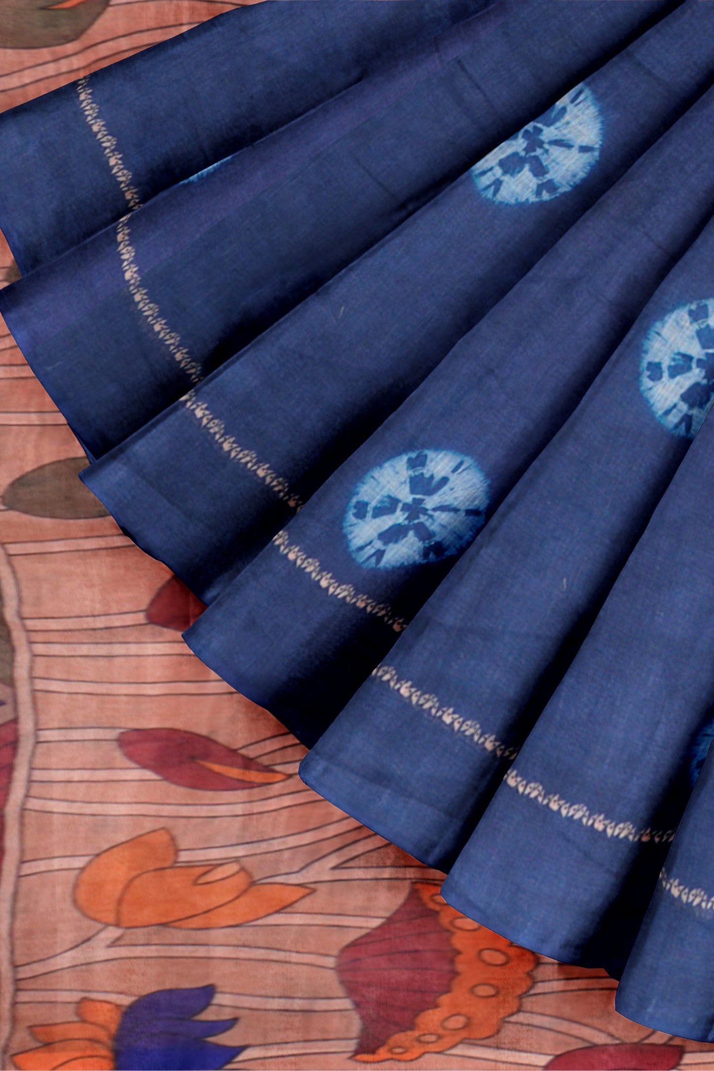 Blue Semi Linen Shibori Style Print Saree
