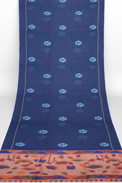 Blue Semi Linen Shibori Style Print Saree