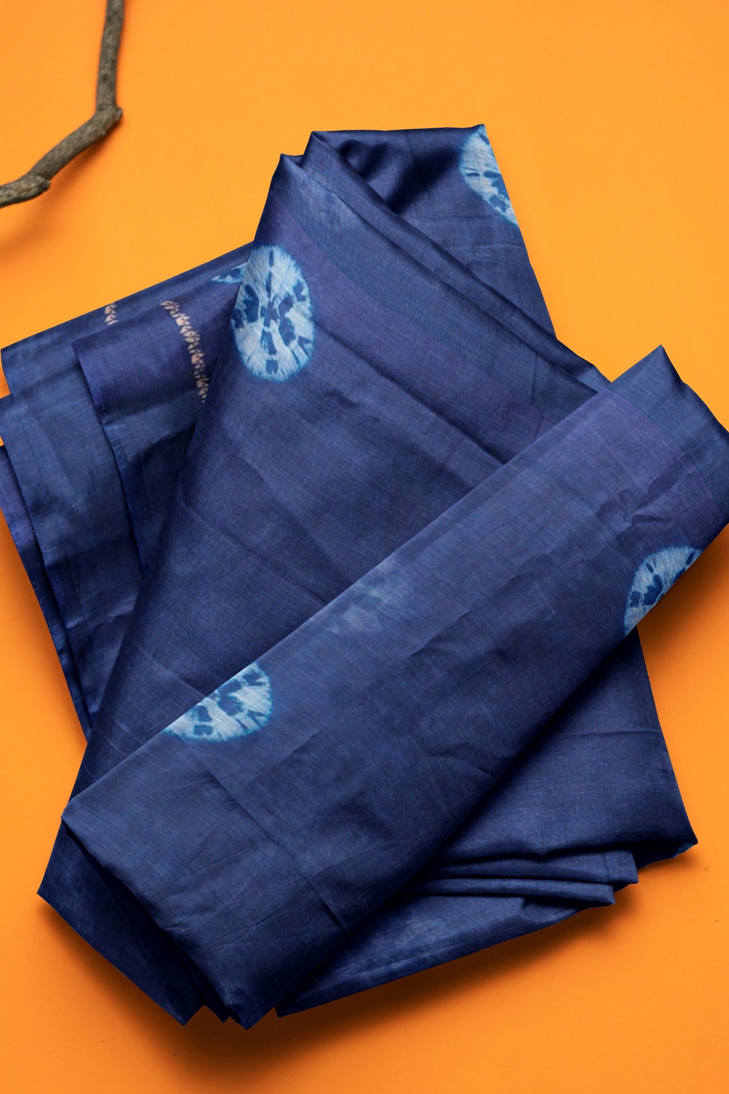 Blue Semi Linen Shibori Style Print Saree