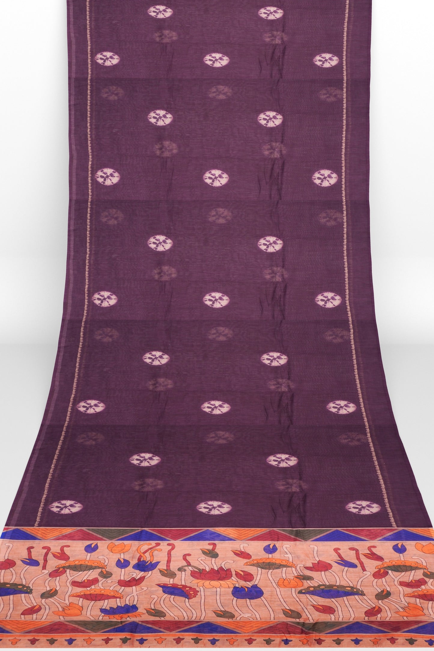 Purple Semi Linen Shibori Style Print Saree
