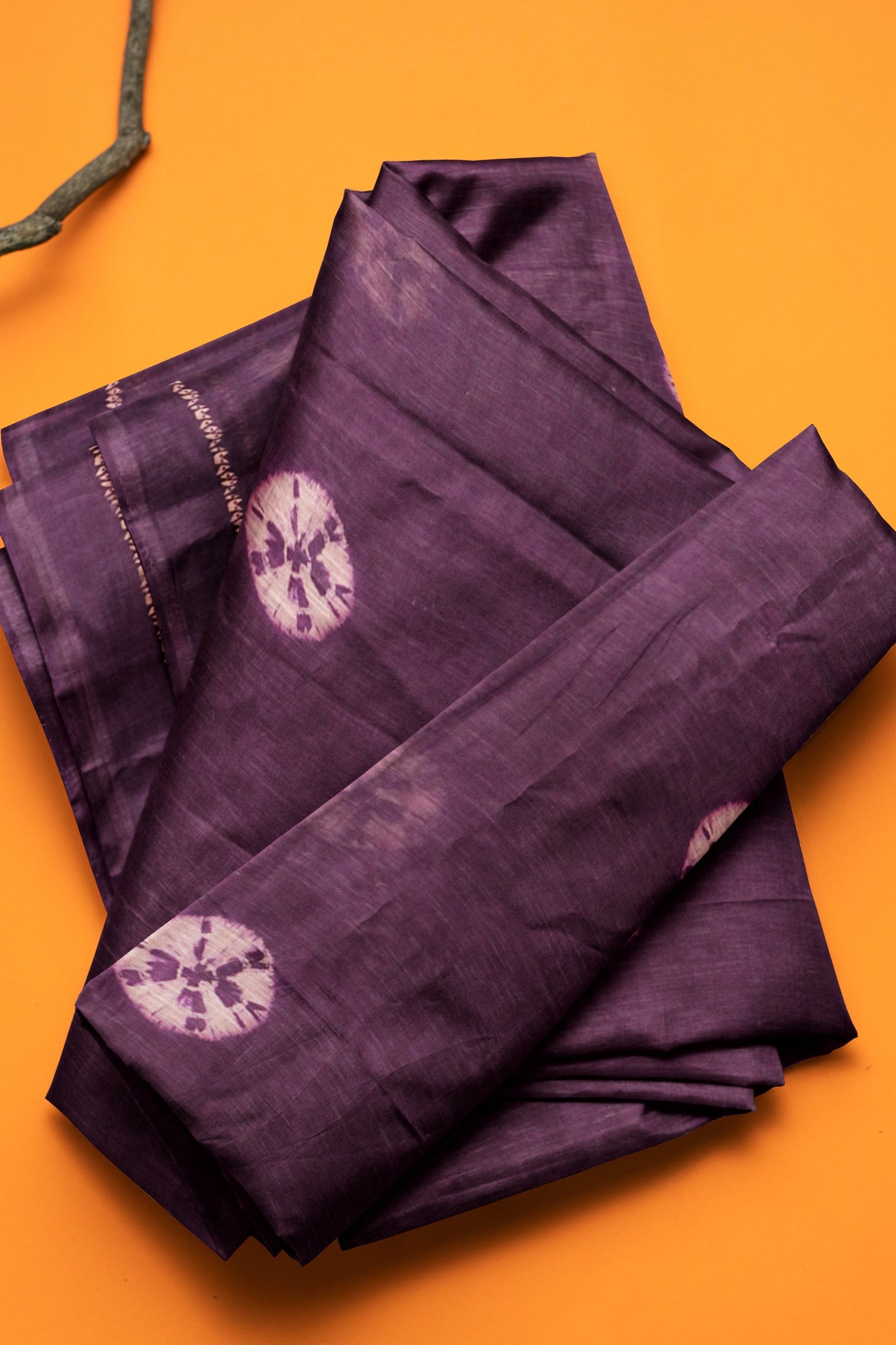 Purple Semi Linen Shibori Style Print Saree