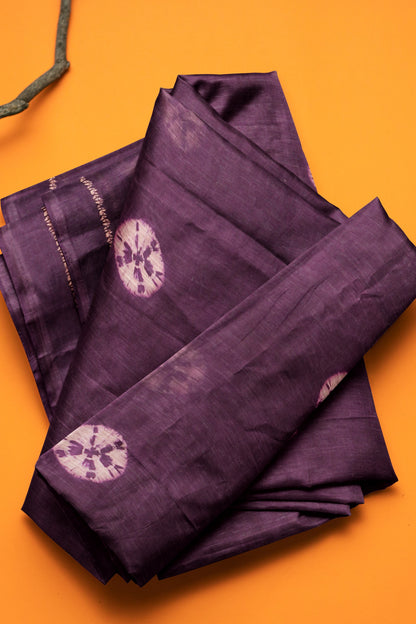 Purple Semi Linen Shibori Style Print Saree