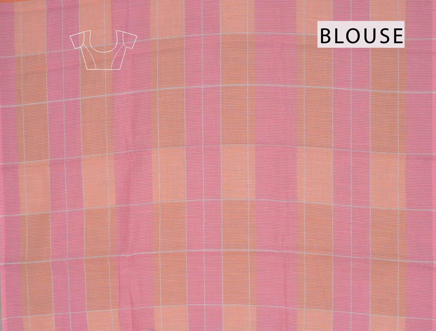 Yellow Pink Multi Colour Semi Linen Checks Saree