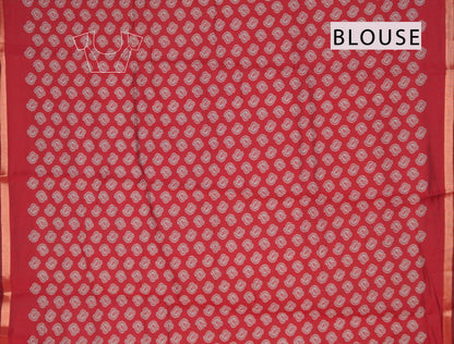 Peacock Blue Cotton Kalamkari Lotus Printed Saree