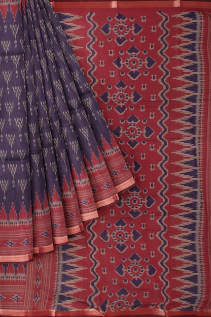 Blue Fancy Printed Cotton Patola Style Pallu Saree