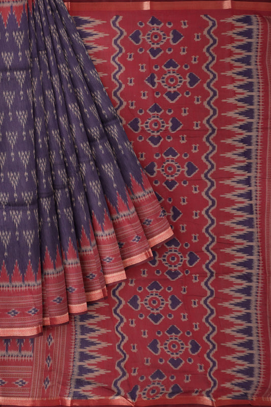 Blue Fancy Printed Cotton Patola Style Pallu Saree