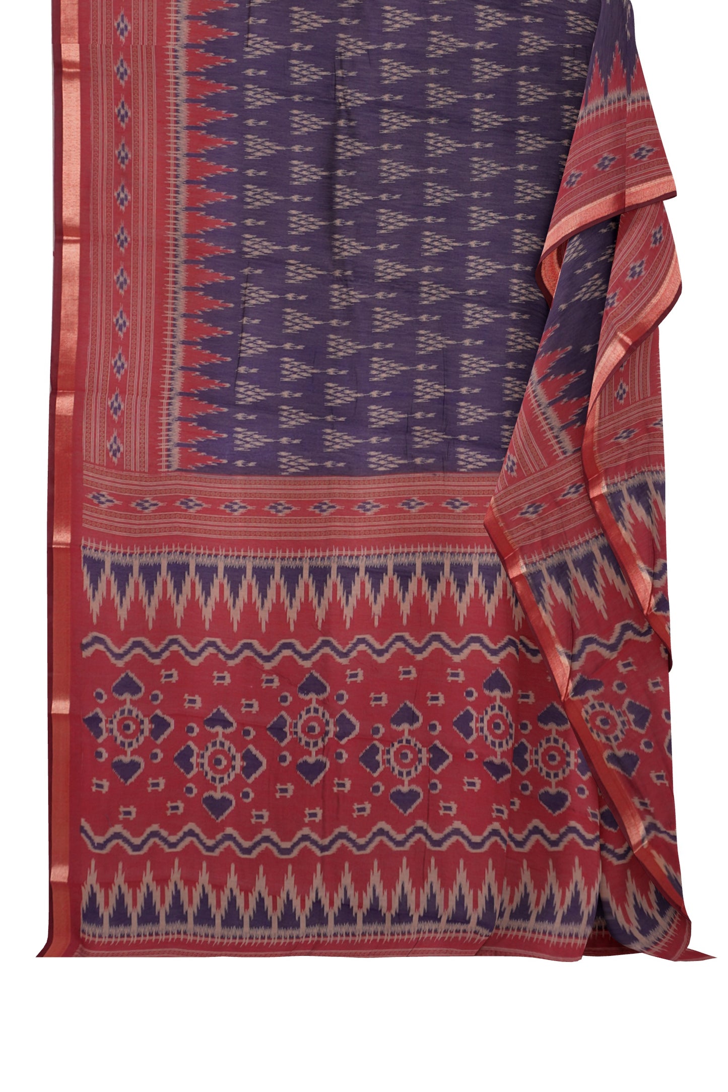 Blue Fancy Printed Cotton Patola Style Pallu Saree