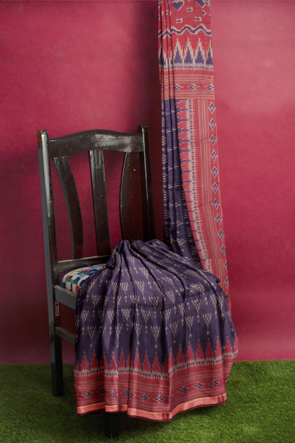 Blue Fancy Printed Cotton Patola Style Pallu Saree