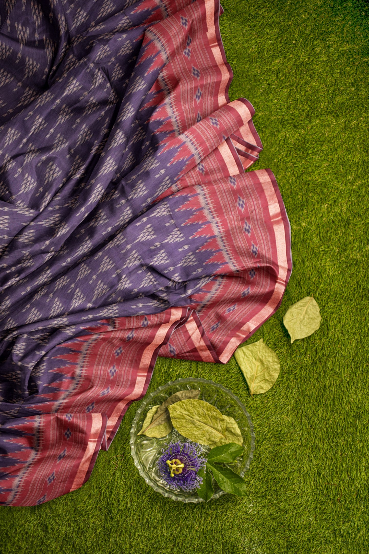 Blue Fancy Printed Cotton Patola Style Pallu Saree