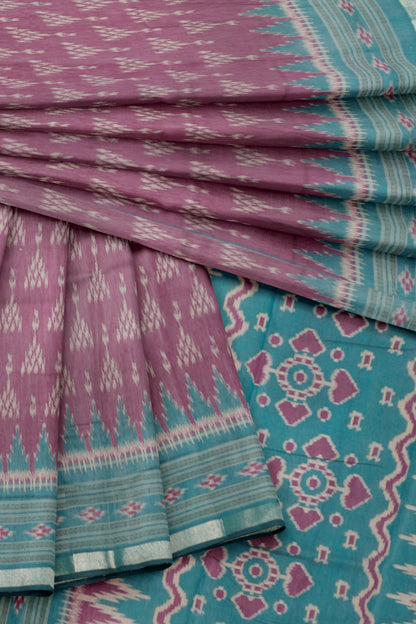 Burgundy Fancy Printed Cotton Patola Style Pallu Saree