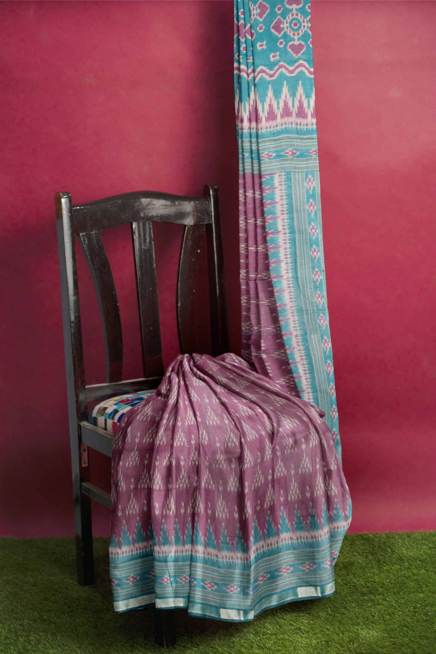 Burgundy Fancy Printed Cotton Patola Style Pallu Saree