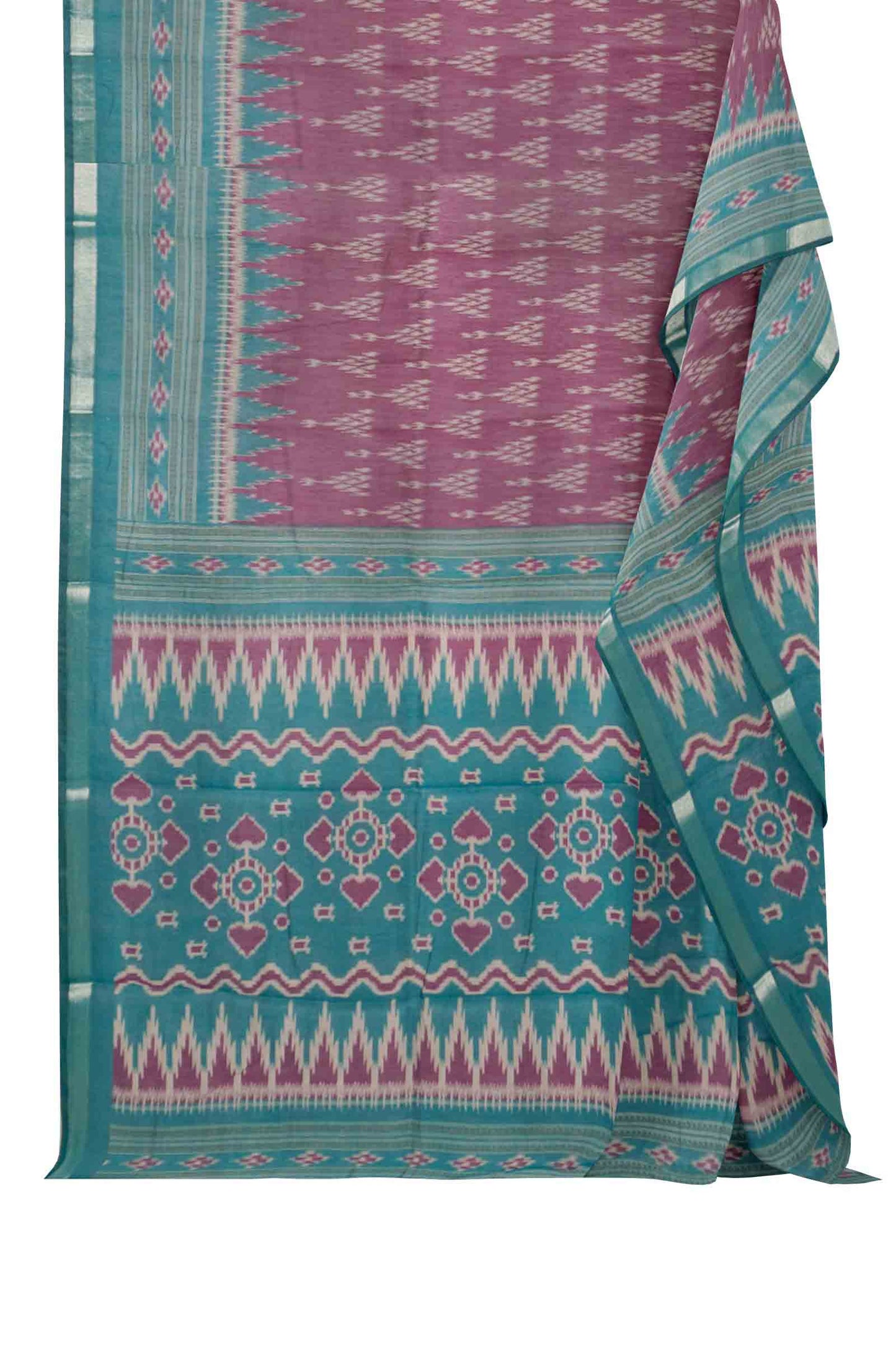 Burgundy Fancy Printed Cotton Patola Style Pallu Saree