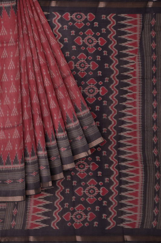 Maroon Fancy Printed Cotton Patola Style Pallu Saree