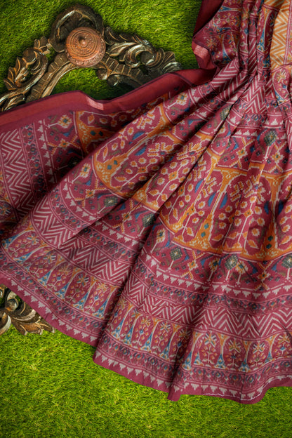 Mustard Fancy Zig Zag Printed Fancy Cotton Ajrakh Style Pallu Saree