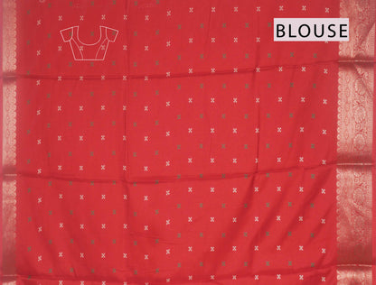 Red Semi Dola  Mandala Print Saree